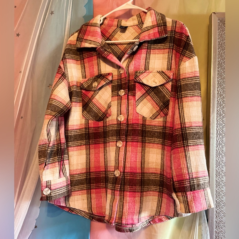Plaid multicolor pink Shacket💜